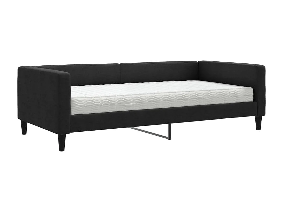 Divano letto con materasso nero 100x200 cm in tessuto