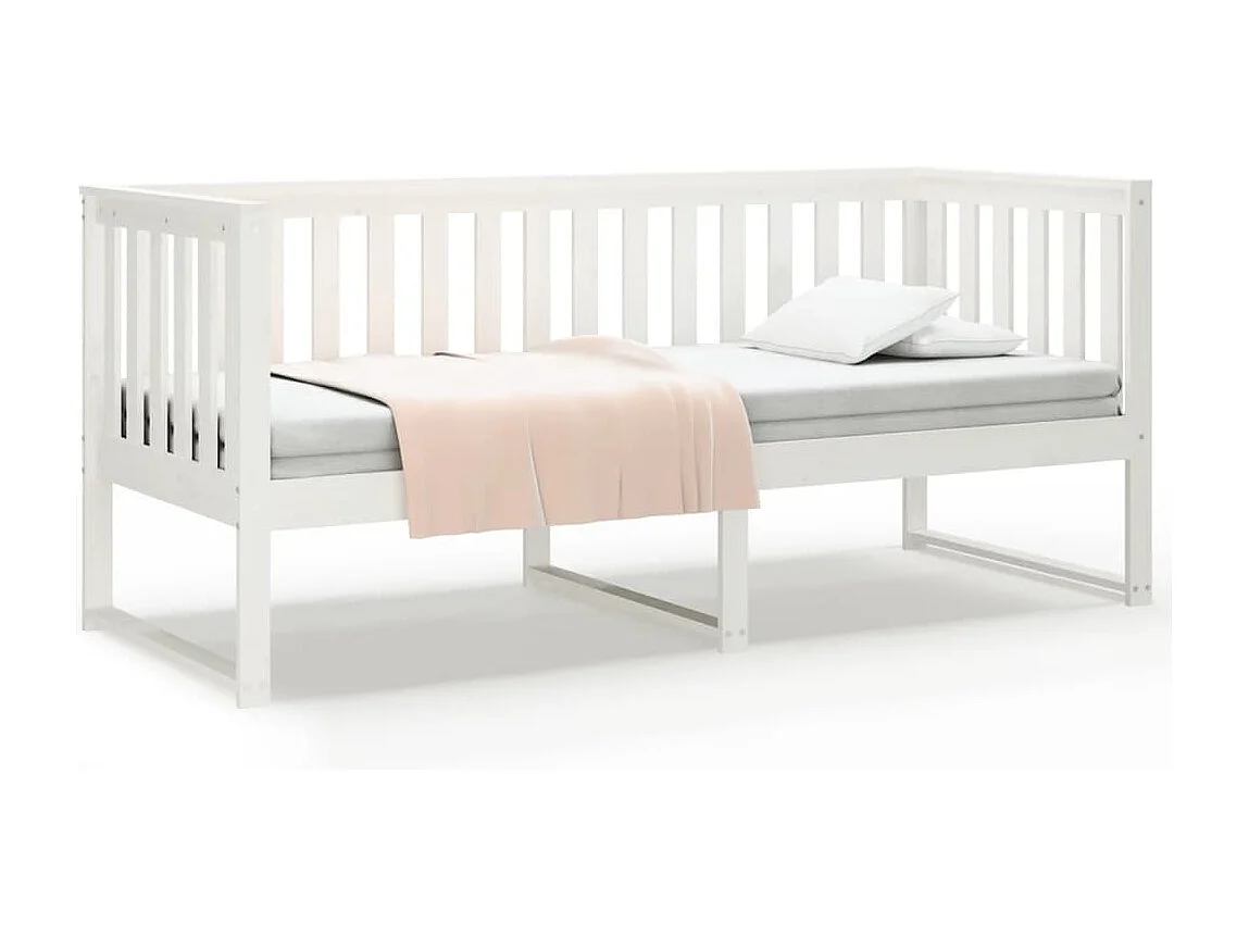 Cama de día sin colchón blanco 75x190 cm madera maciza de pino