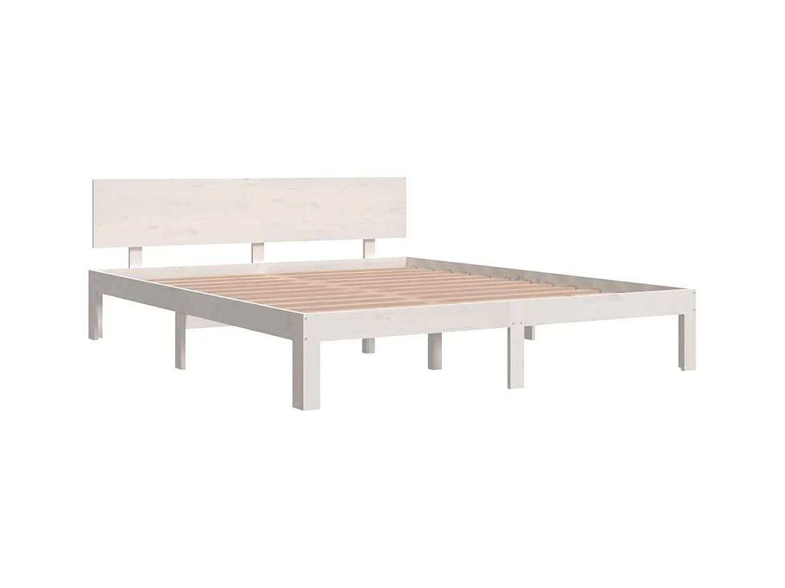 Bedframe zonder matras wit massief grenenhout 160x200 cm