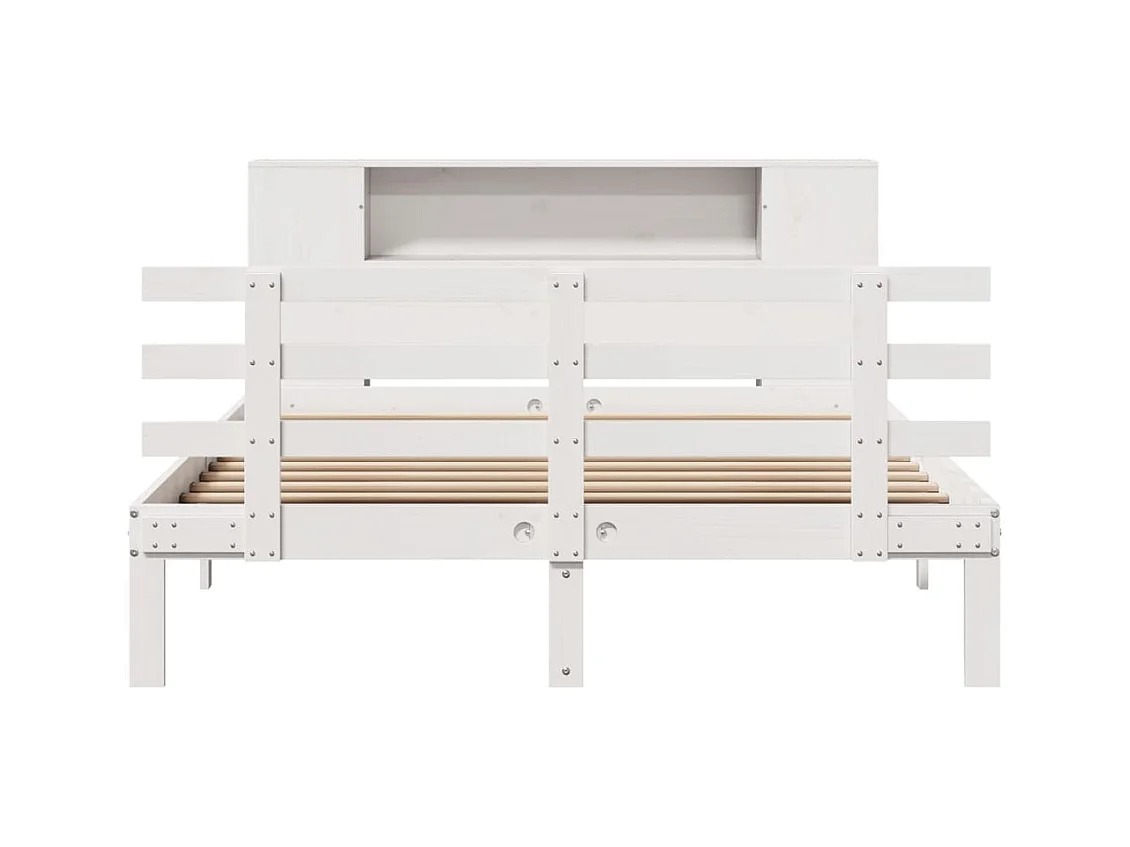 Cama biblioteca sin colchón blanca 140x190 cm madera maciza de pino