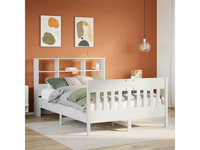 Bedframe zonder matras wit 140x190 cm massief grenenhout