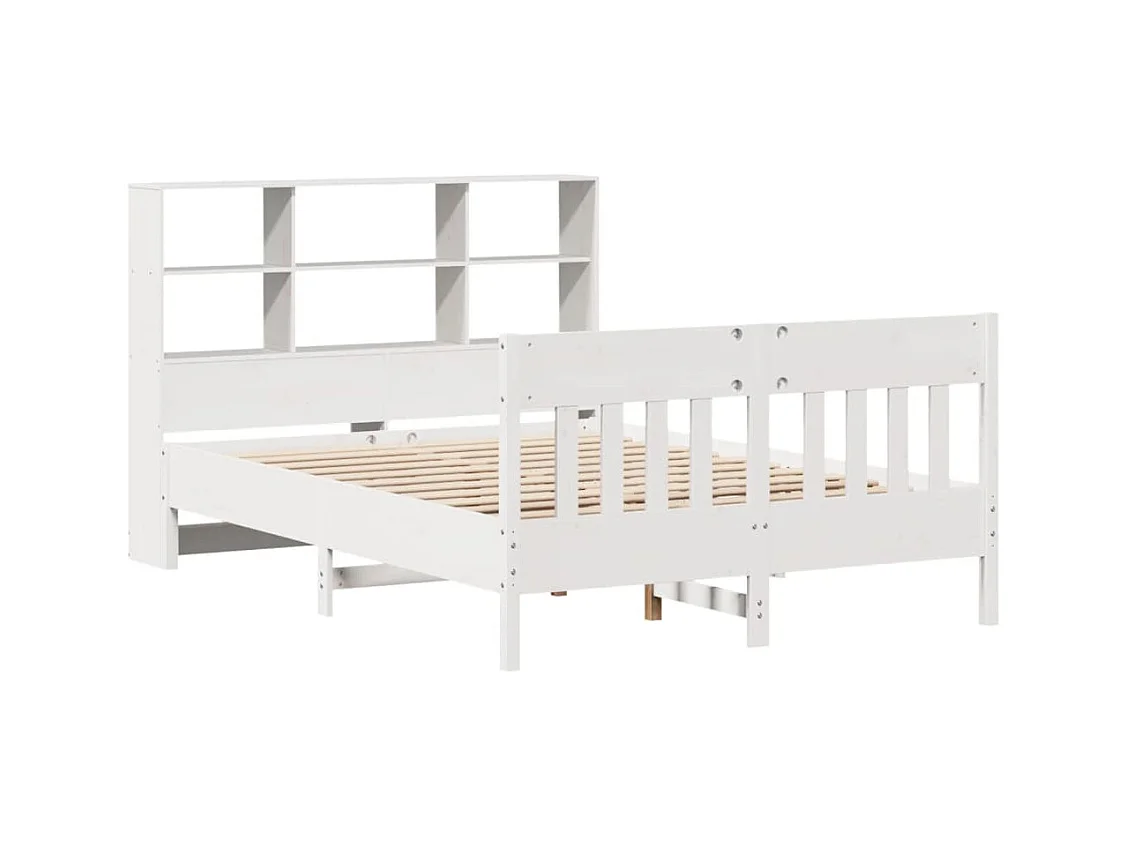Estructura de cama sin colchón blanca 140x190 cm madera maciza de pino
