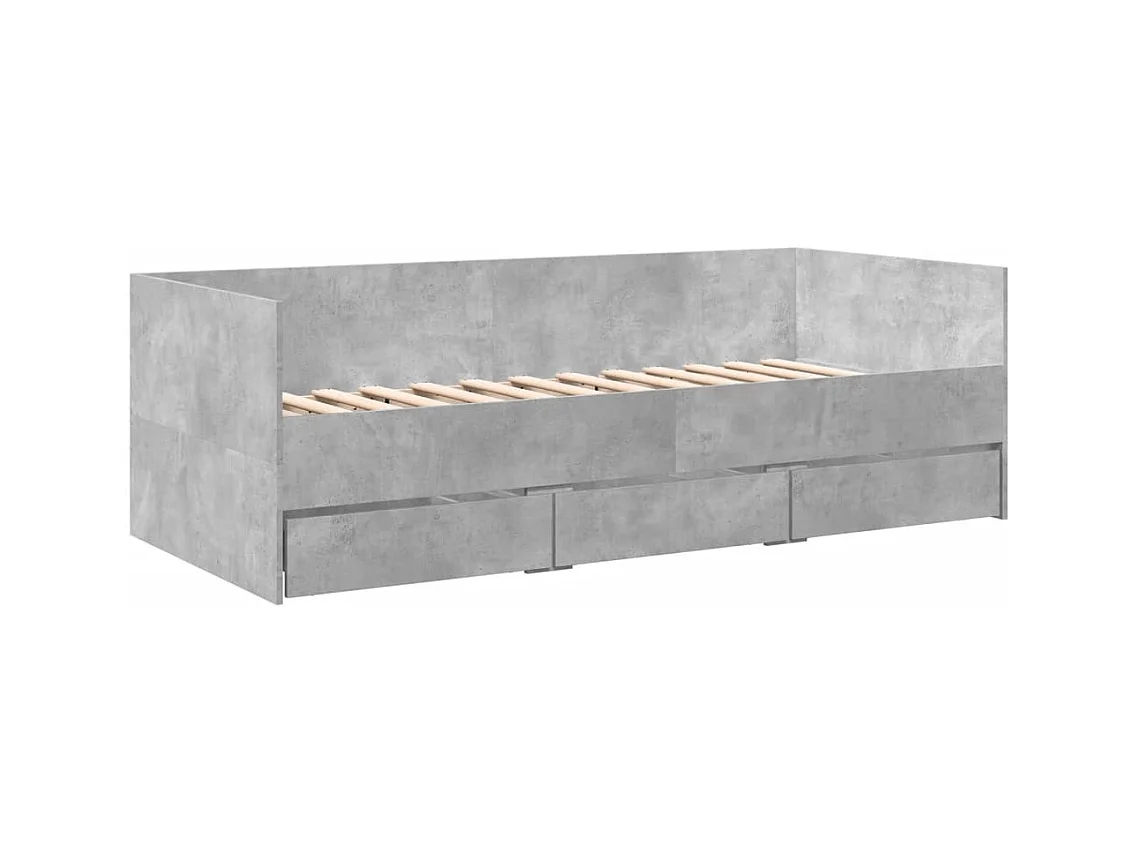 Dagbed met lades zonder matras betongrijs 90x190 cm