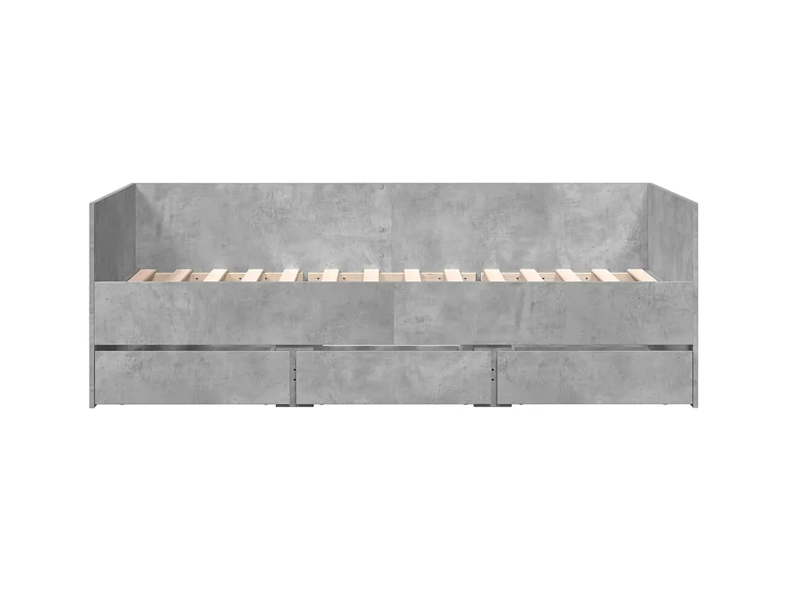 Dagbed met lades zonder matras betongrijs 90x190 cm
