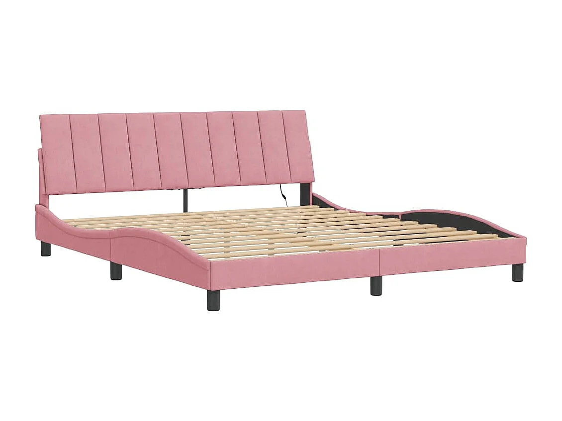 Cadre de lit avec LED sans matelas rose 180x200 cm velours
