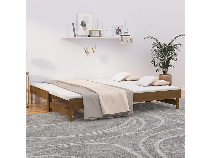 Lit coulissant sans matelas marron miel 2x(100x200) cm