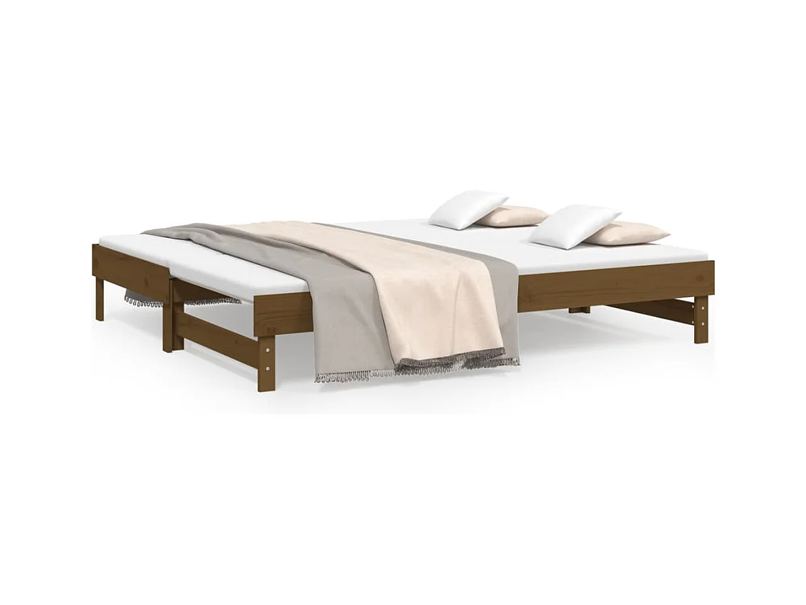 Lit coulissant sans matelas marron miel 2x(100x200) cm