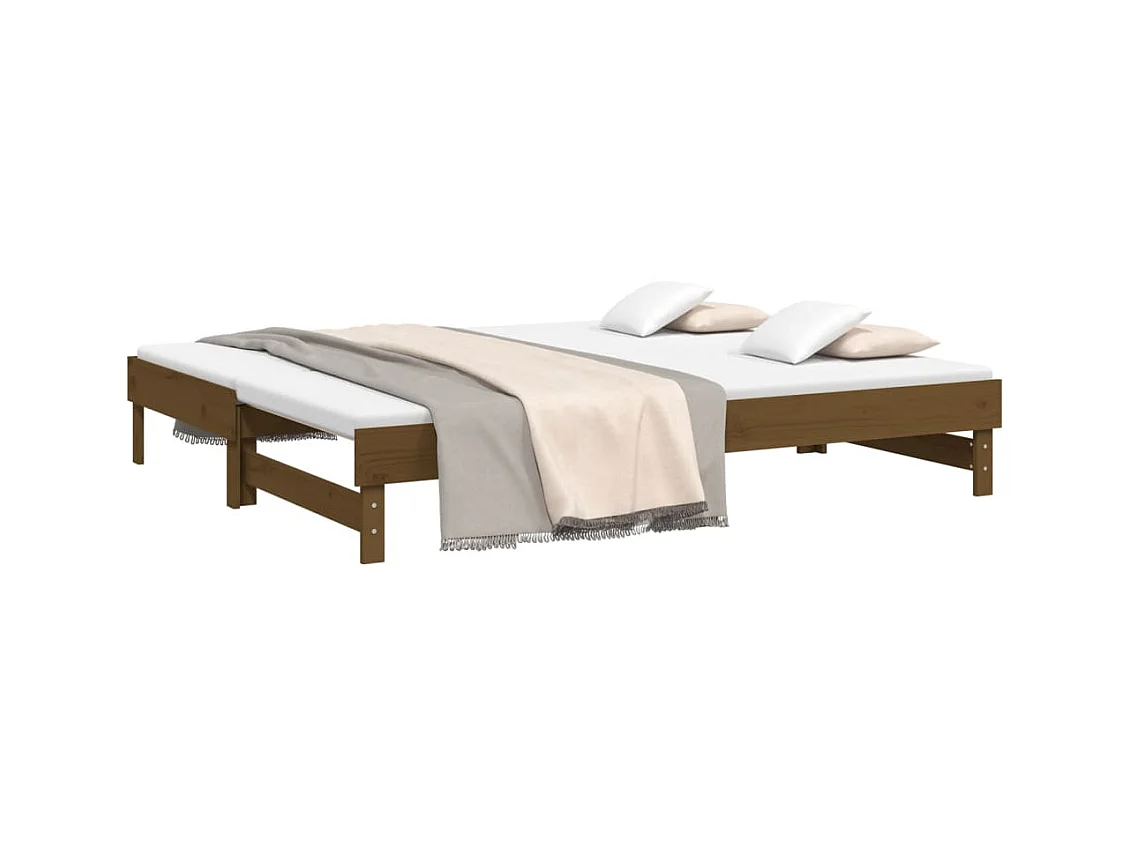 Lit coulissant sans matelas marron miel 2x(100x200) cm