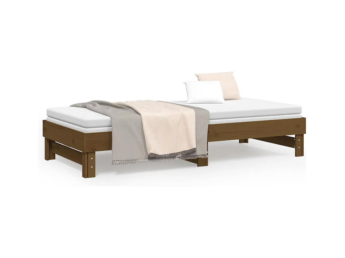 Lit coulissant sans matelas marron miel 2x(100x200) cm