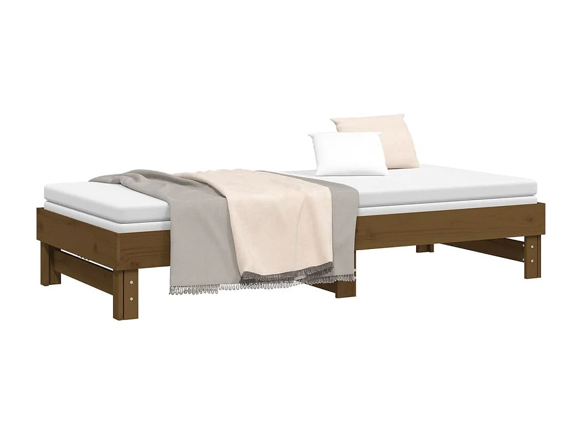 Lit coulissant sans matelas marron miel 2x(100x200) cm