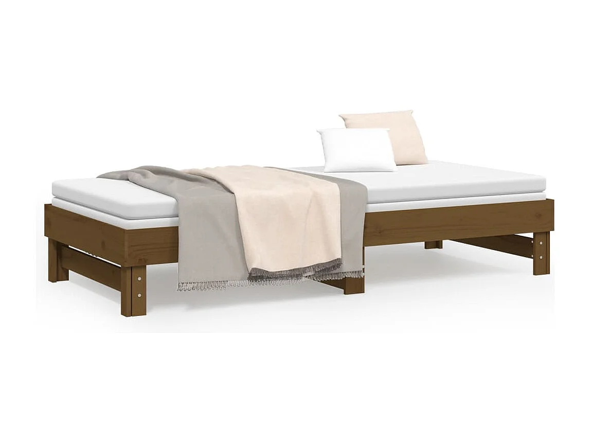 Schuifbed zonder matras honingbruin 2x(100x200) cm