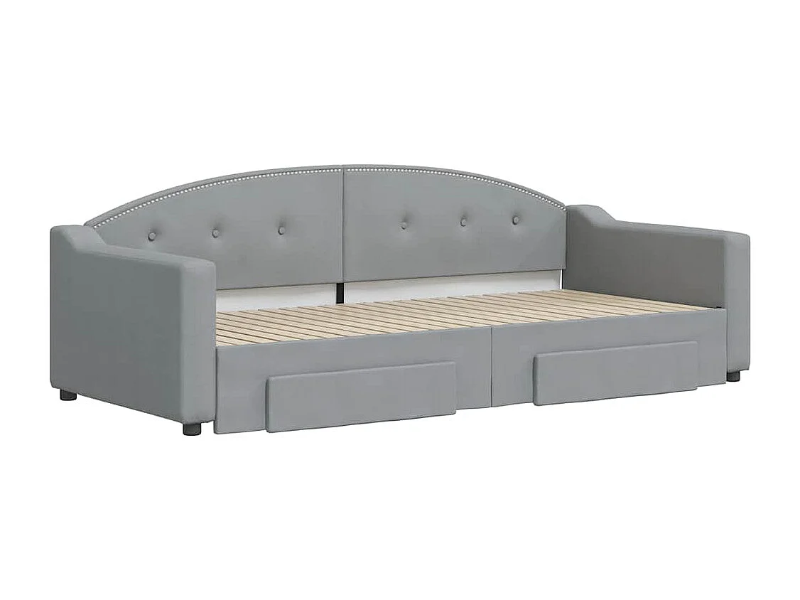 Lit de jour avec gigogne et tiroirs sans matelas 90x200 cm