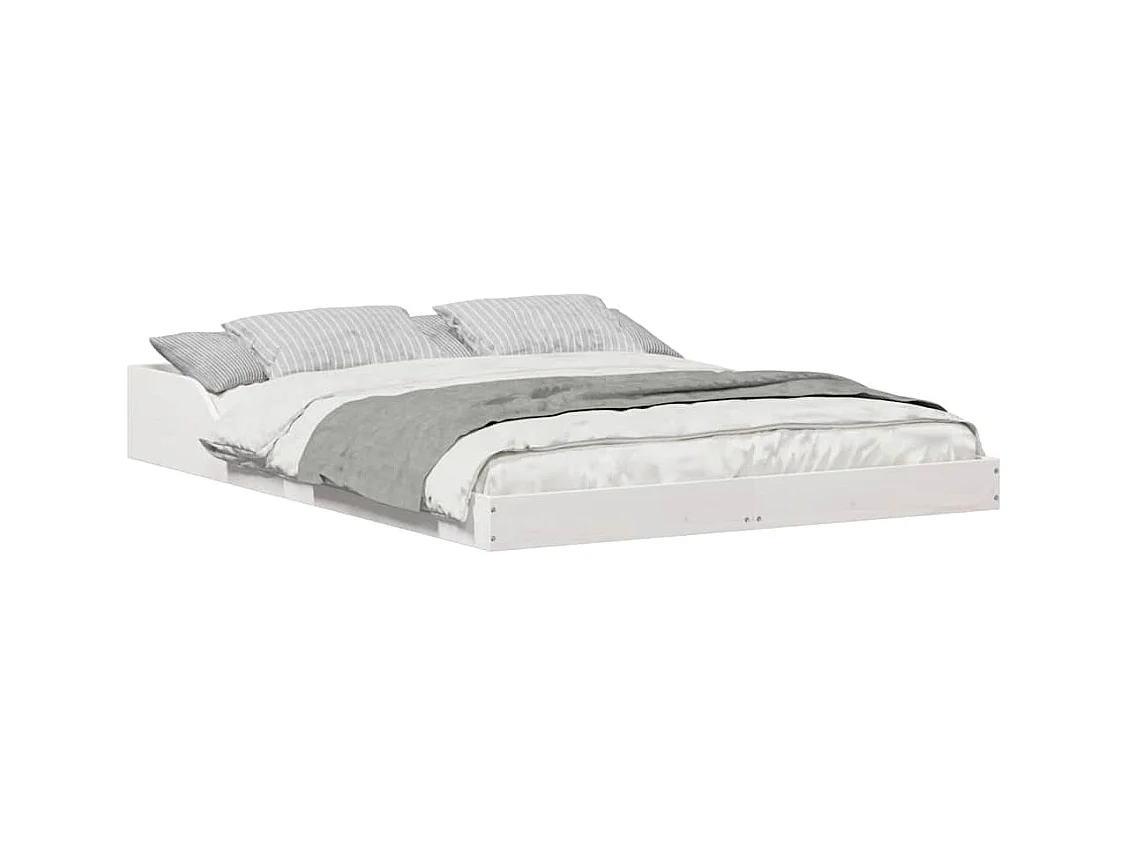 Wit bedframe 140 x 190 cm Massief grenenhout