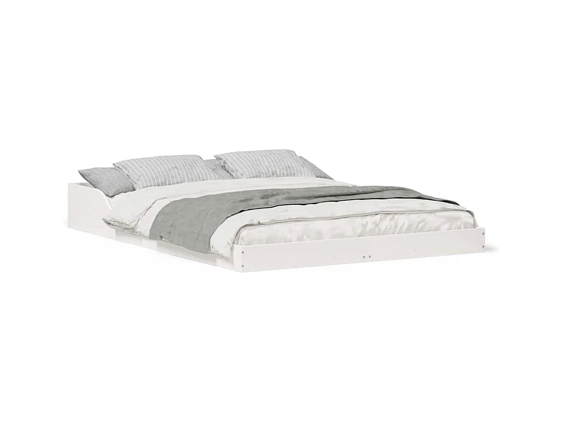 Wit bedframe 140 x 190 cm Massief grenenhout