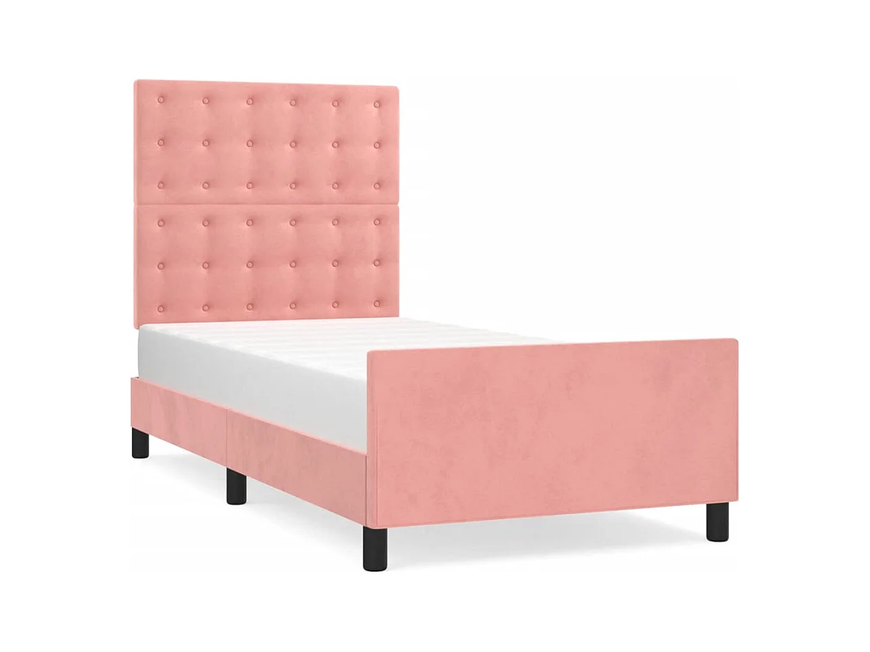 Estructura de cama sin colchón terciopelo rosa 90x190 cm