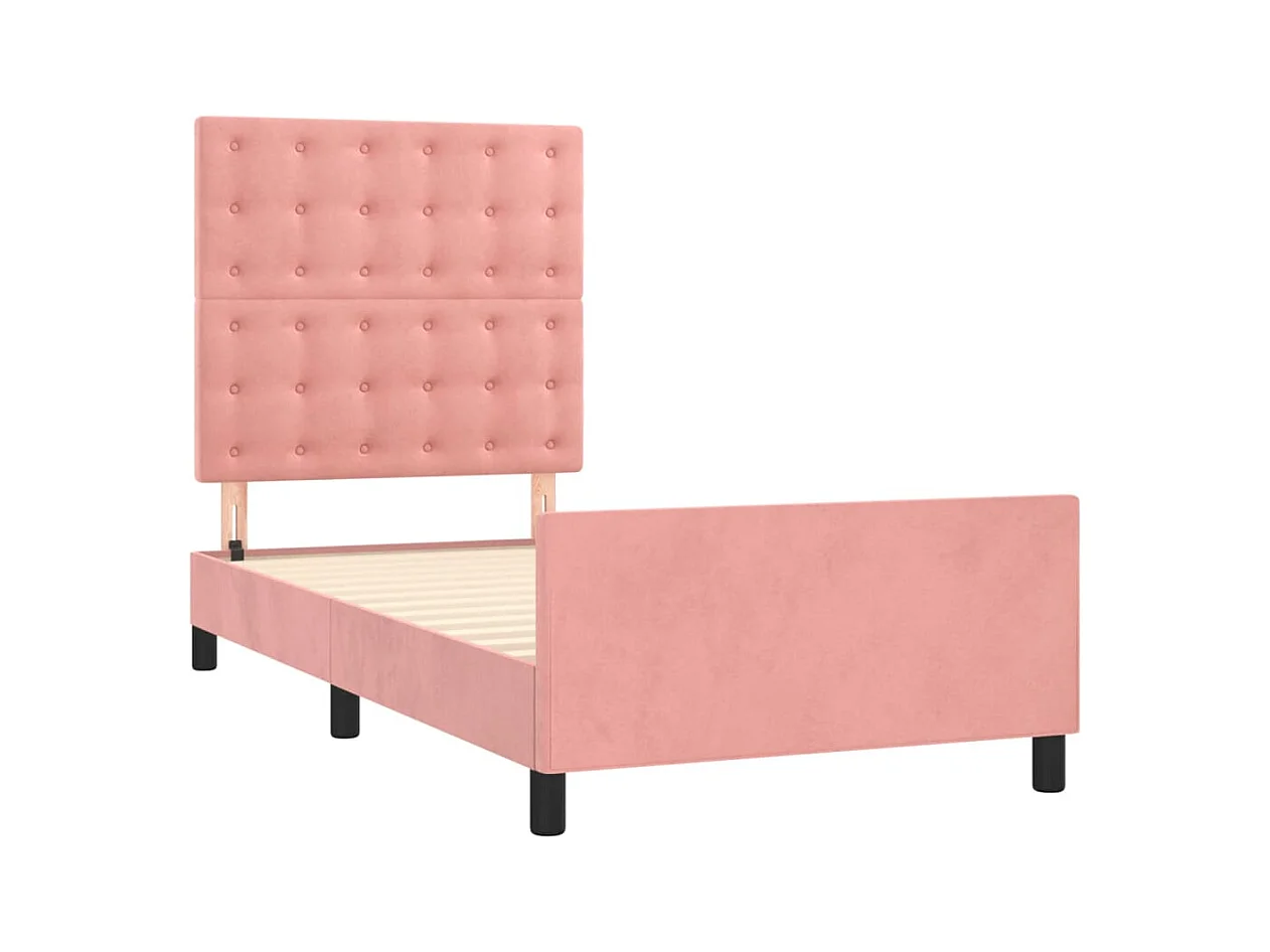 Estructura de cama sin colchón terciopelo rosa 90x190 cm