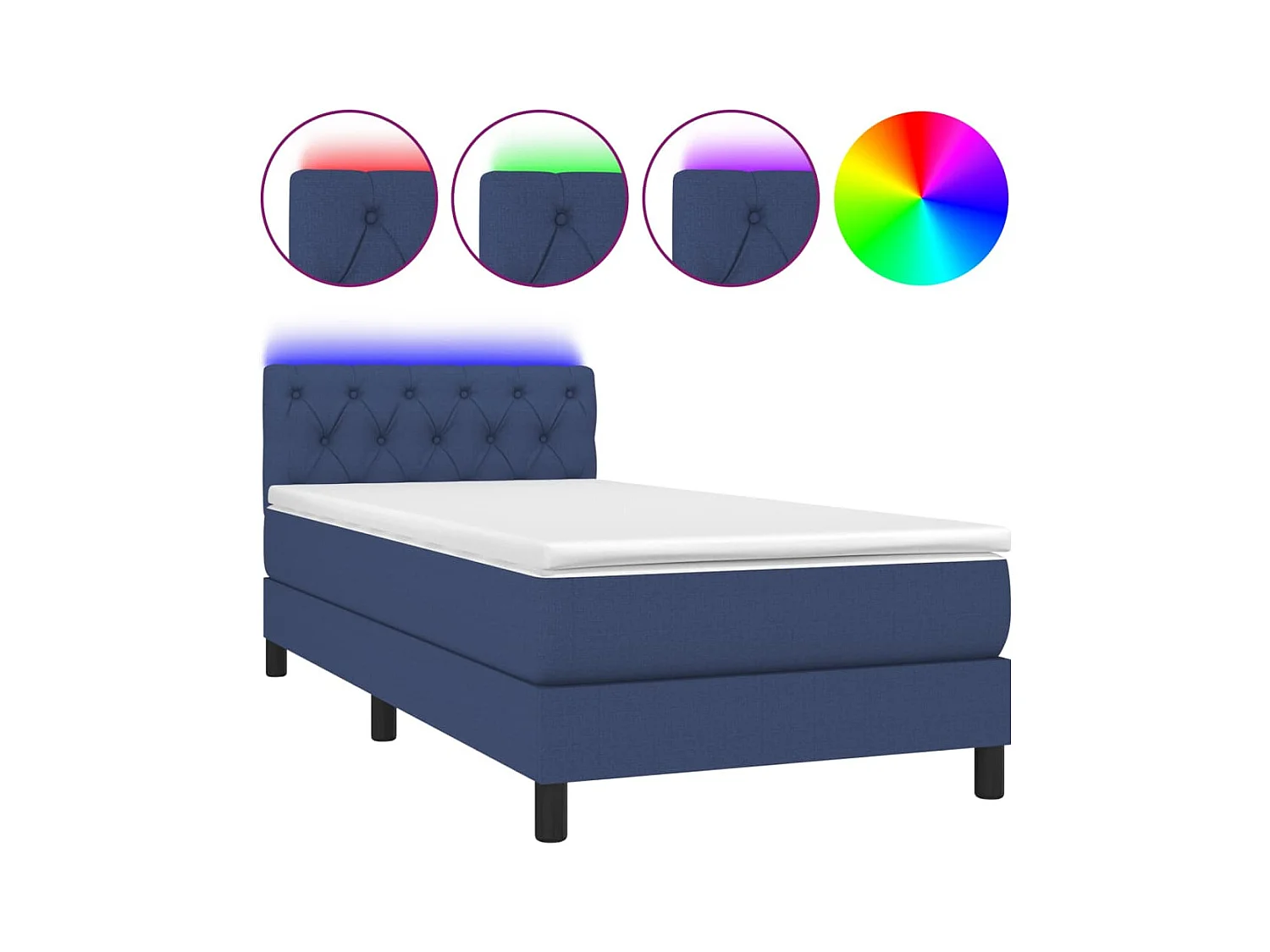 Rete a doghe con materasso e LED Tessuto Blu 80x200cm