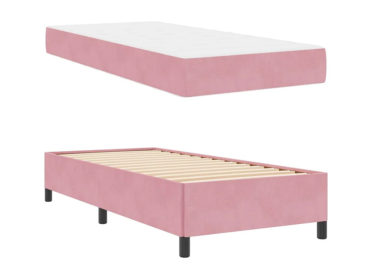 Estructura de cama con colchón Rosa y blanco 90 x 200 cm Terciopelo