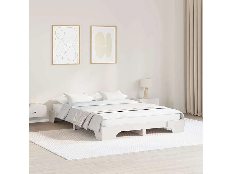 Cadre de lit Blanc 160 x 200 cm Bois massif en pin