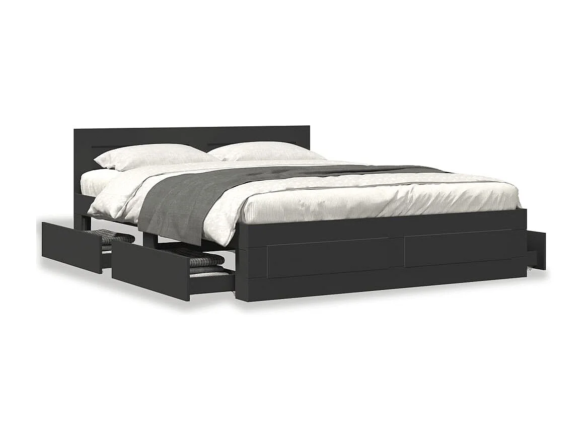 Struttura letto con testiera senza materasso nero 160x200 cm