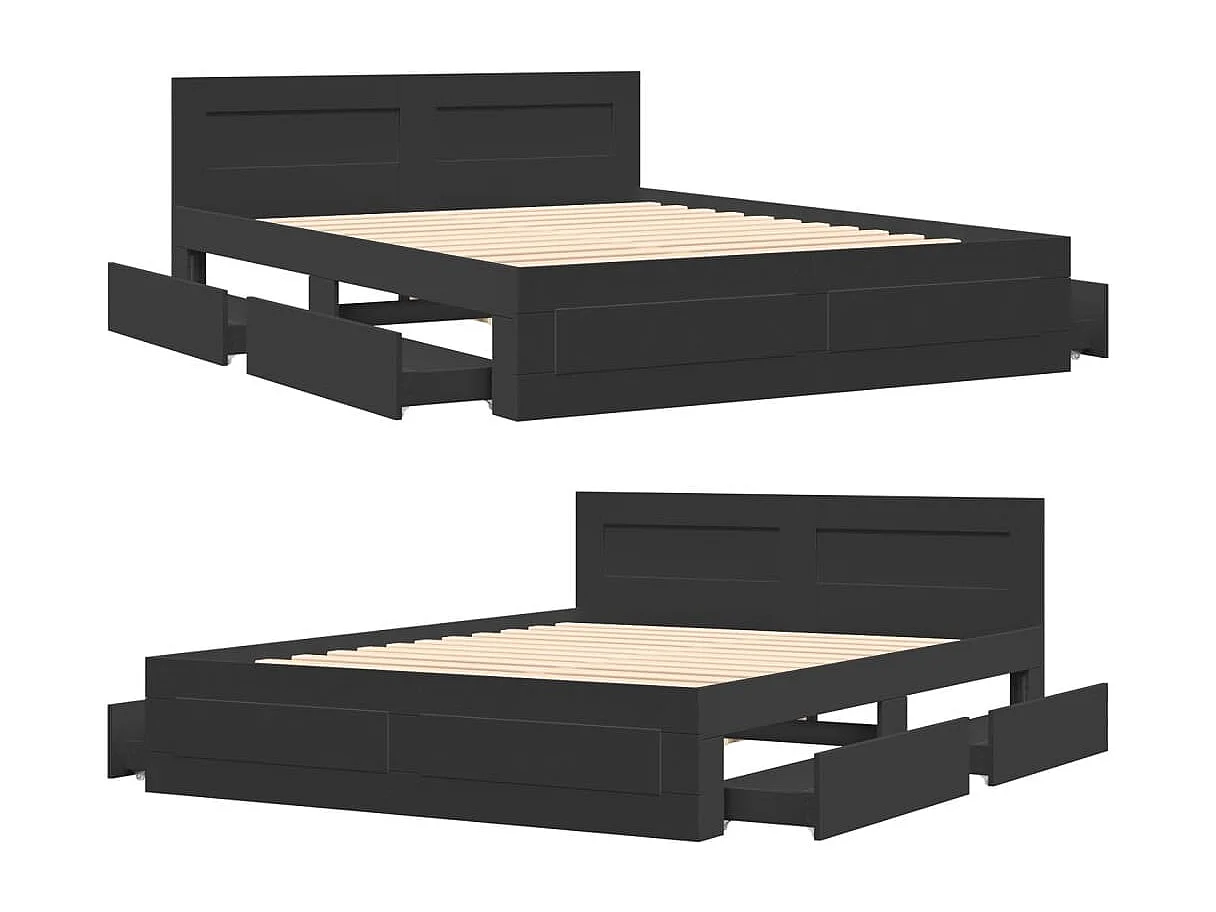 Struttura letto con testiera senza materasso nero 160x200 cm