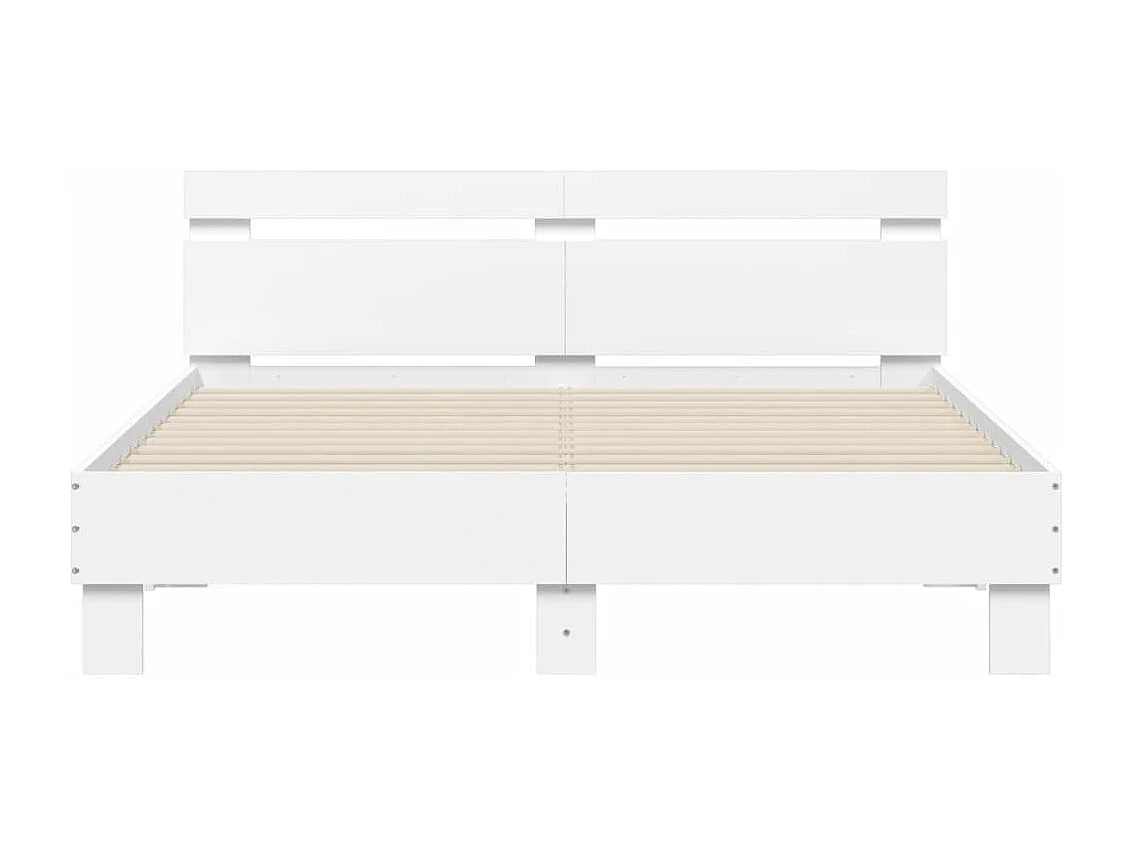 Estructura de cama con LED sin colchón blanco 140x190 cm