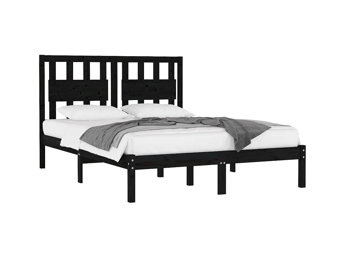 Struttura letto senza materasso in legno massello nero 140x190 cm