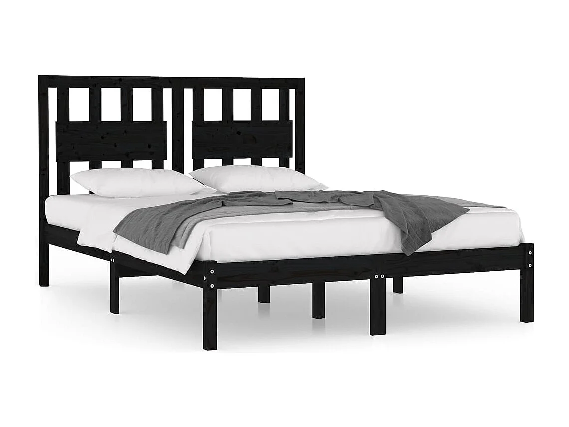 Struttura letto senza materasso in legno massello nero 140x190 cm