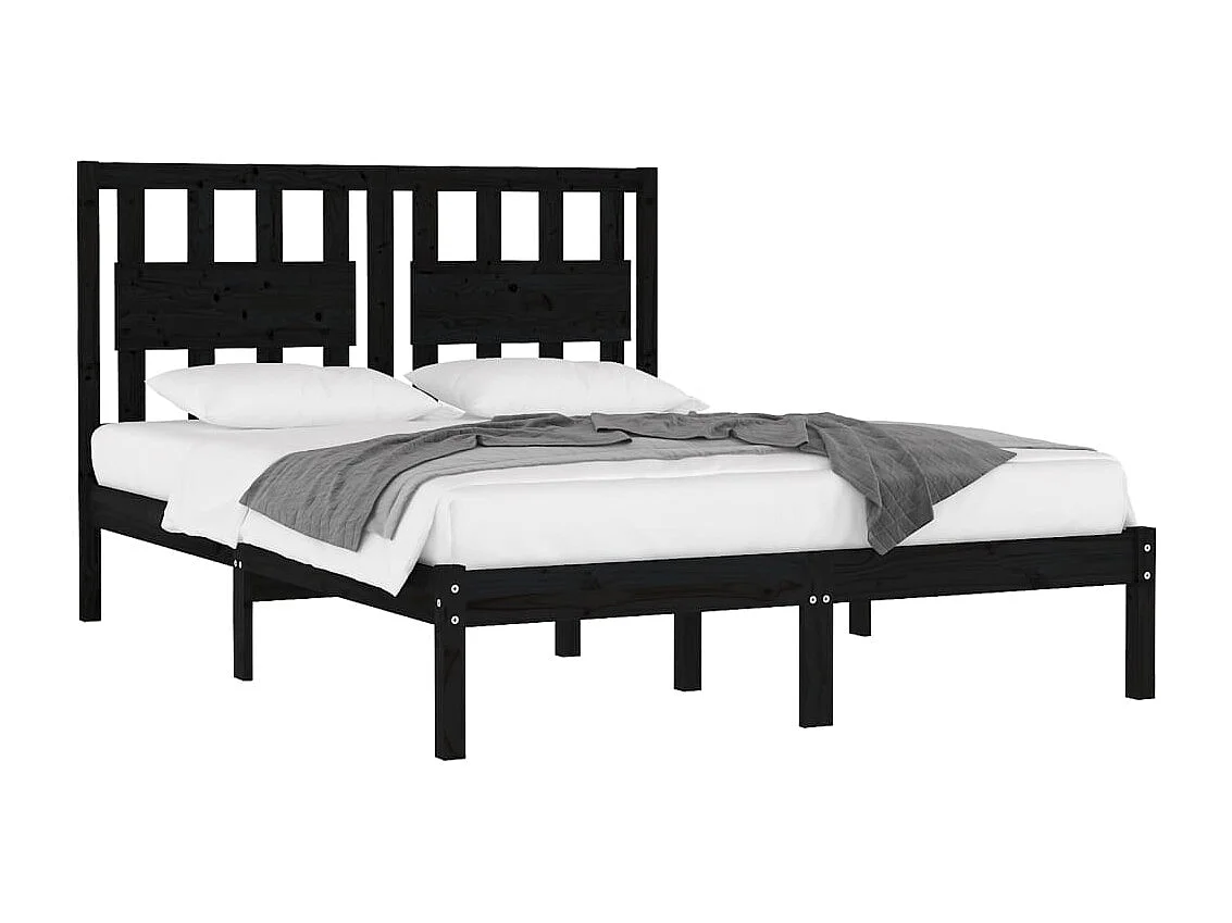 Struttura letto senza materasso in legno massello nero 140x190 cm