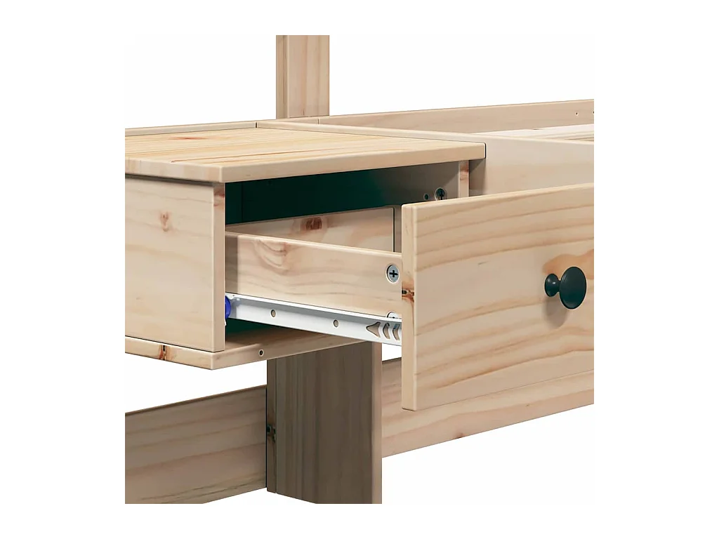 Bedframe met lade Bruin 80 x 200 cm Massief grenenhout