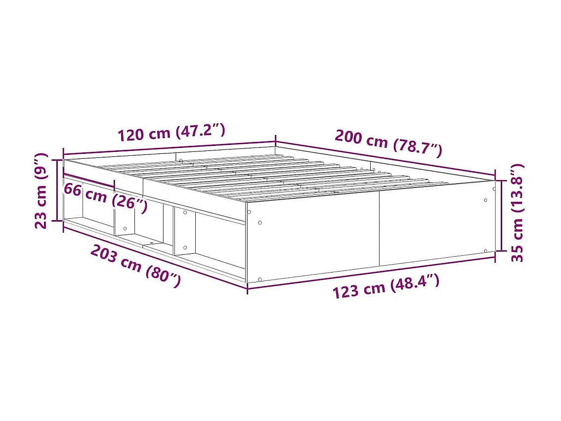 Bettgestell ohne Matratze Sonoma Eiche 120x200 cm