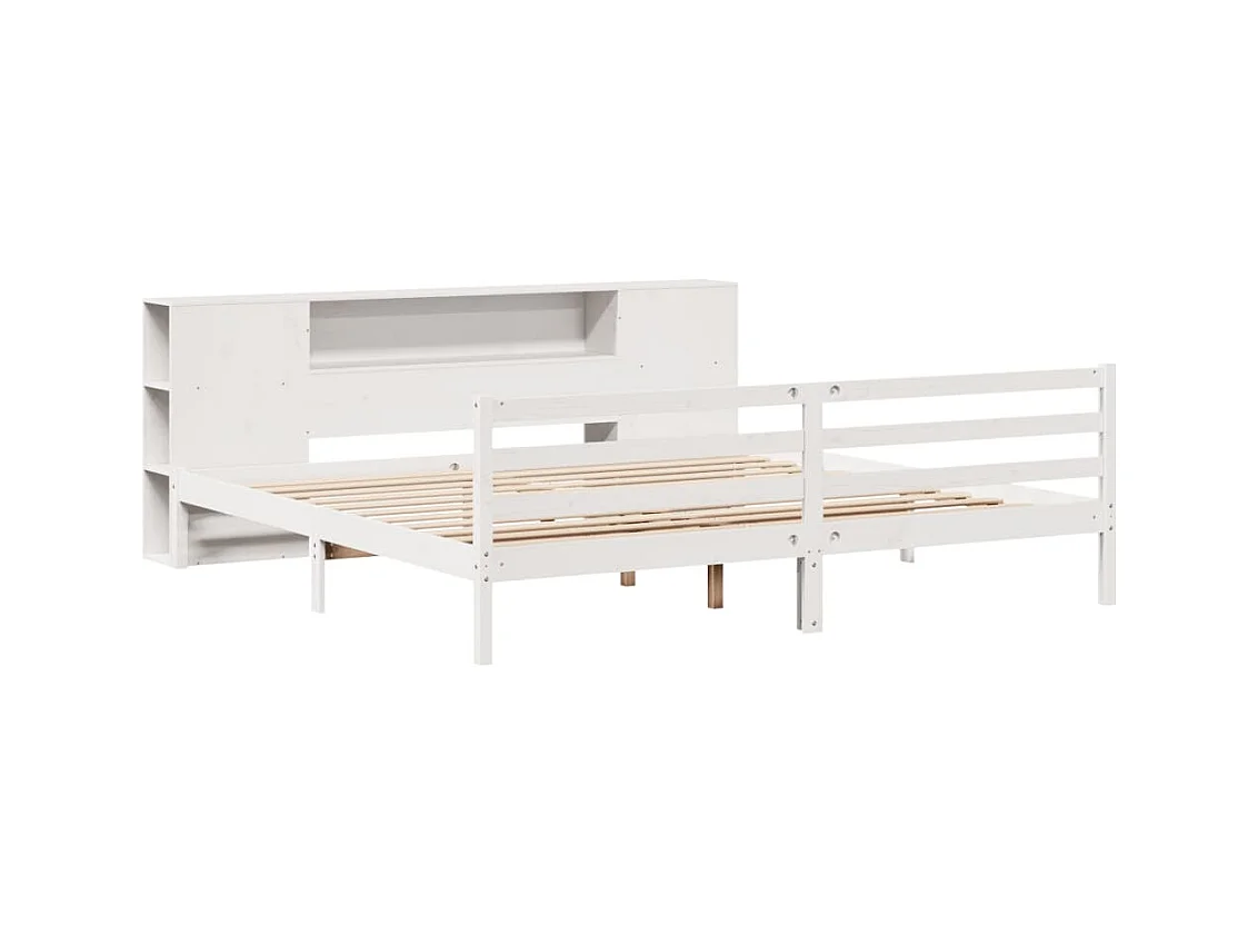 Weißes Regalbett ohne Matratze 200x200 cm Massivholz Kiefer