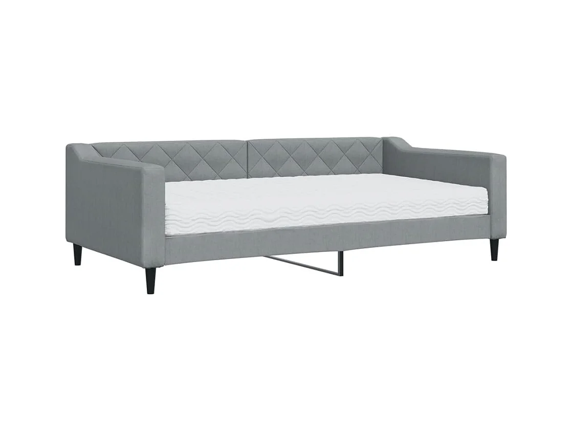 Lit de jour avec matelas gris clair 100x200 cm tissu