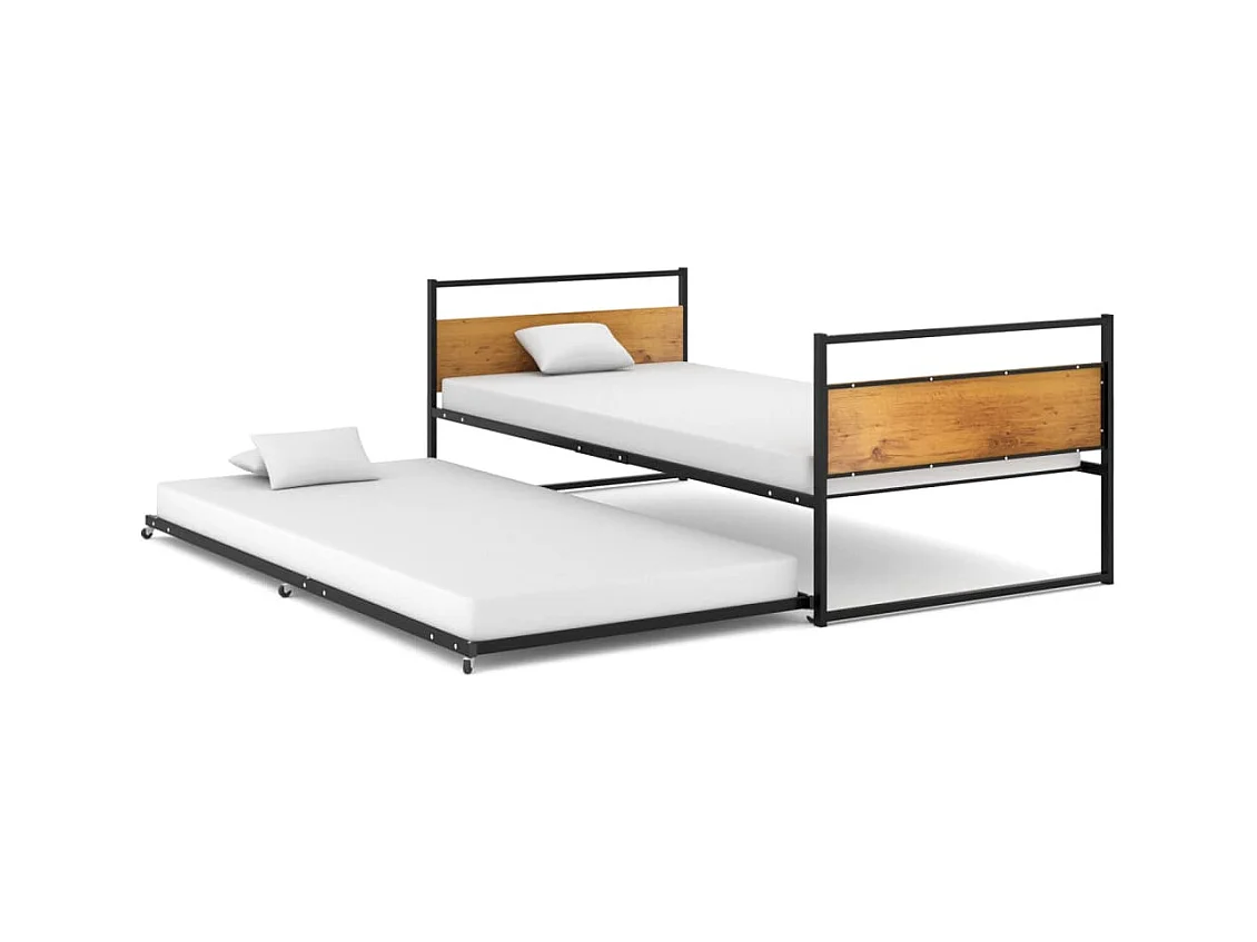 Uitschuifbaar bedframe zonder matras Zwart Metaal 90x200 cm