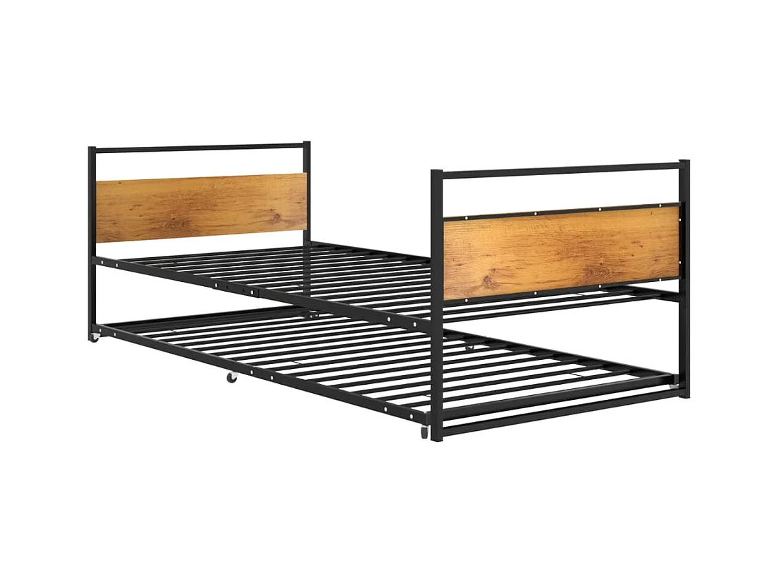 Uitschuifbaar bedframe zonder matras Zwart Metaal 90x200 cm