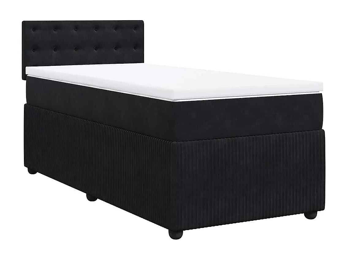 Sommier à lattes de lit avec matelas Noir 100x200 cm Velours