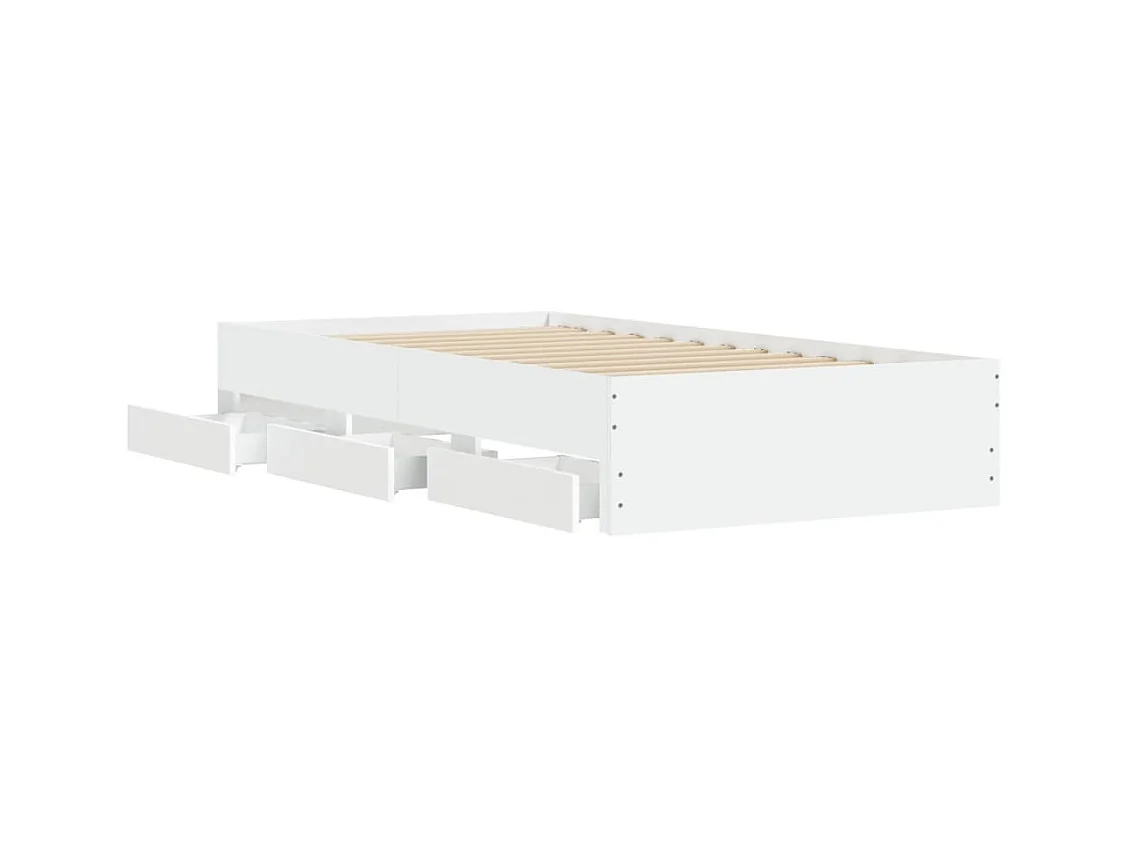 Bedframe met lades zonder matras wit 75x190 cm