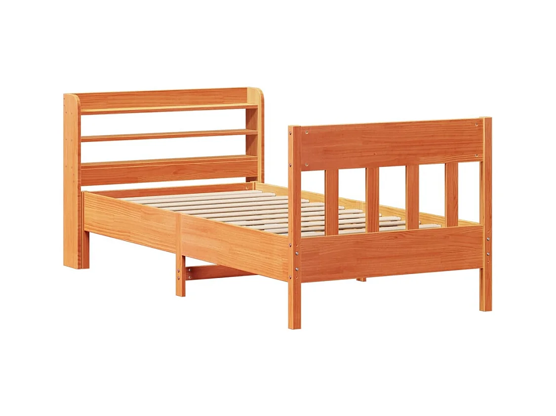Bedframe zonder matras bruin gewaxt 75x190 cm massief grenenhout