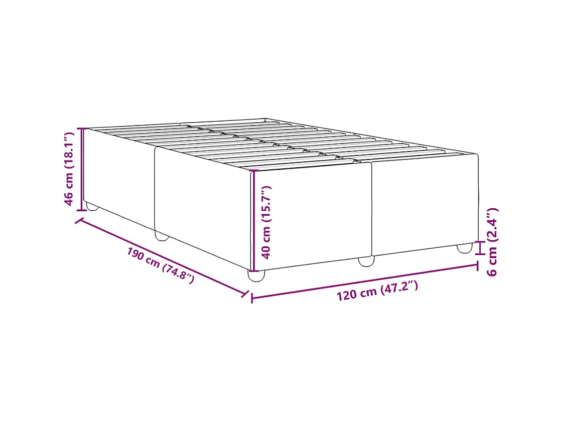 Bedframe zonder matras donkergrijs 120x190 cm stof