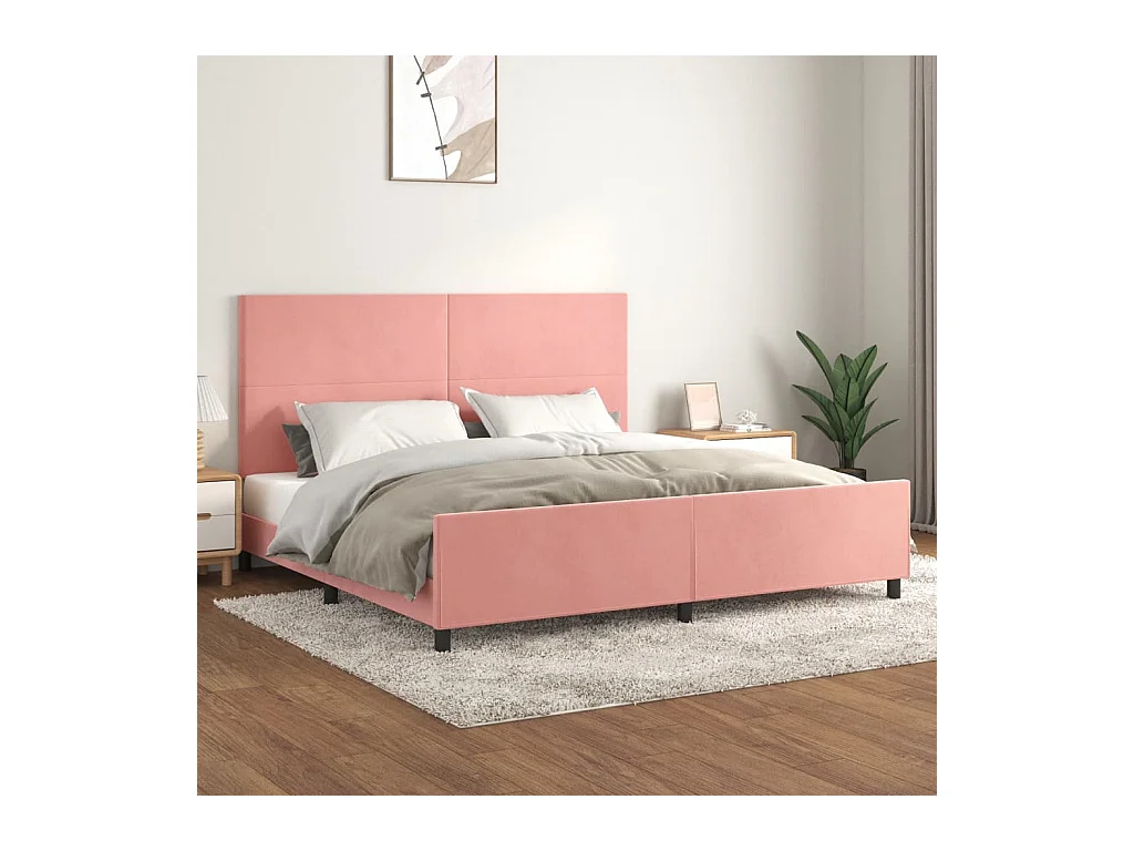 Struttura letto senza materasso rosa 200x200 cm velluto