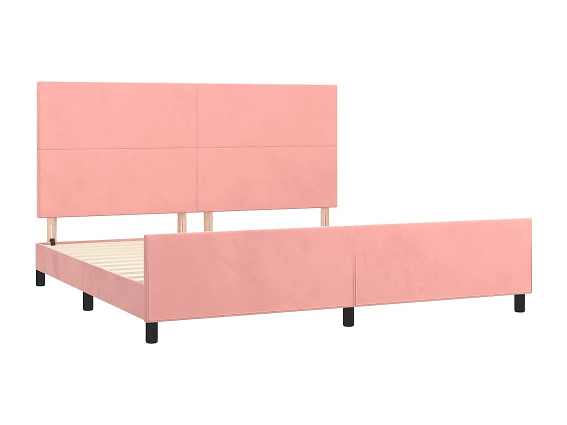 Cadre de lit sans matelas rose 200x200 cm velours