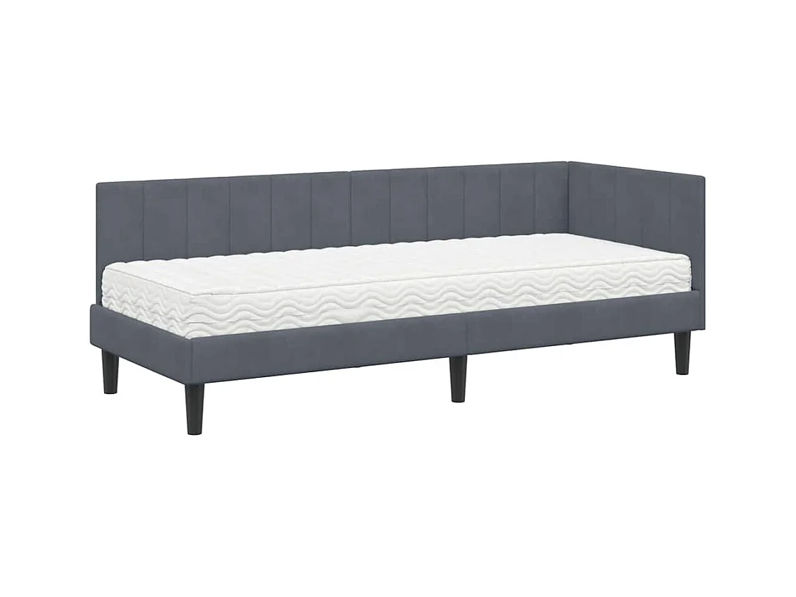 Donkergrijs hoekbedframe 80 x 200 cm fluweel