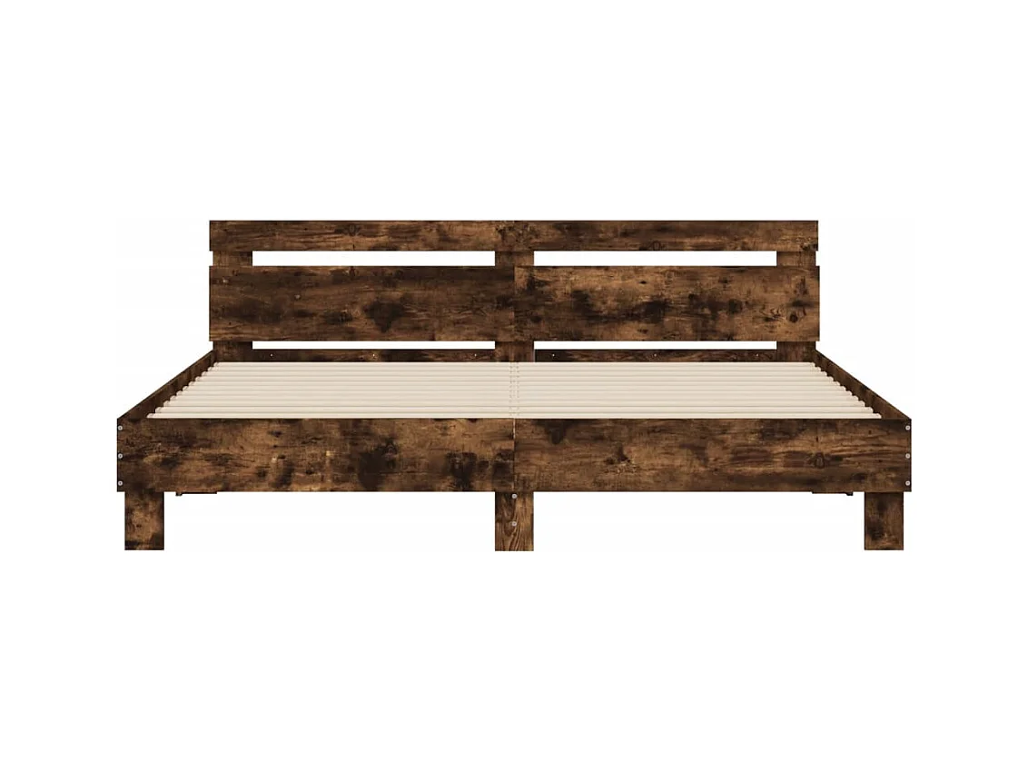 Bedframe met LED zonder matras gerookt eiken 180x200 cm