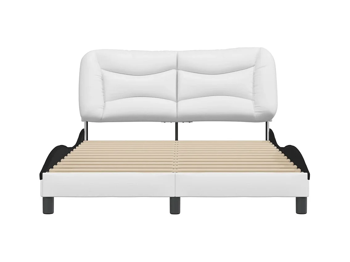 Bedframe zonder matras wit en zwart 140x200 cm kunstleer