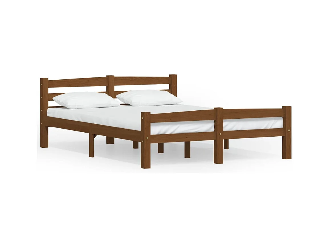 Estructura de cama sin colchón pino macizo marrón miel 140x200 cm