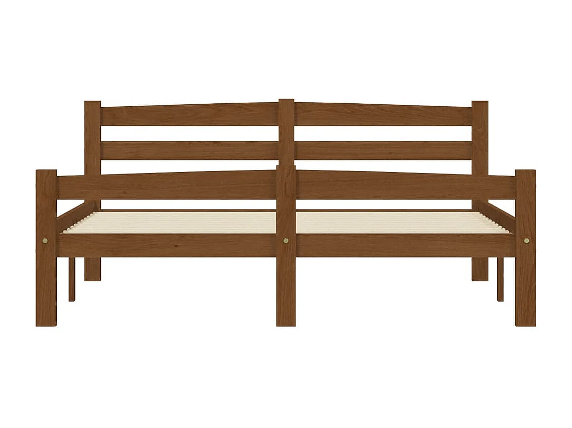 Cadre de lit sans matelas marron miel pin massif 140x200 cm