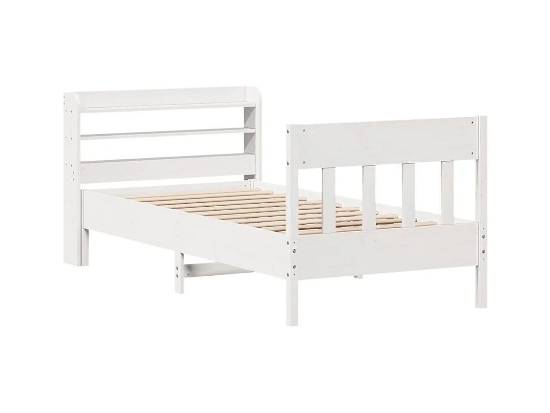 Struttura letto senza materasso bianco 75x190 cm in legno massello di pino