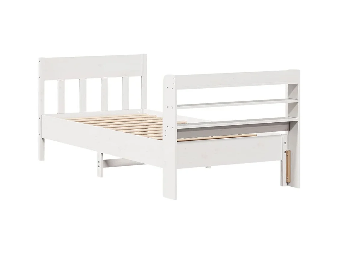 Struttura letto senza materasso bianco 75x190 cm in legno massello di pino