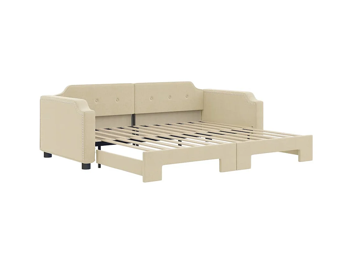 Divano letto con letto estraibile in tessuto crema 100x200 cm