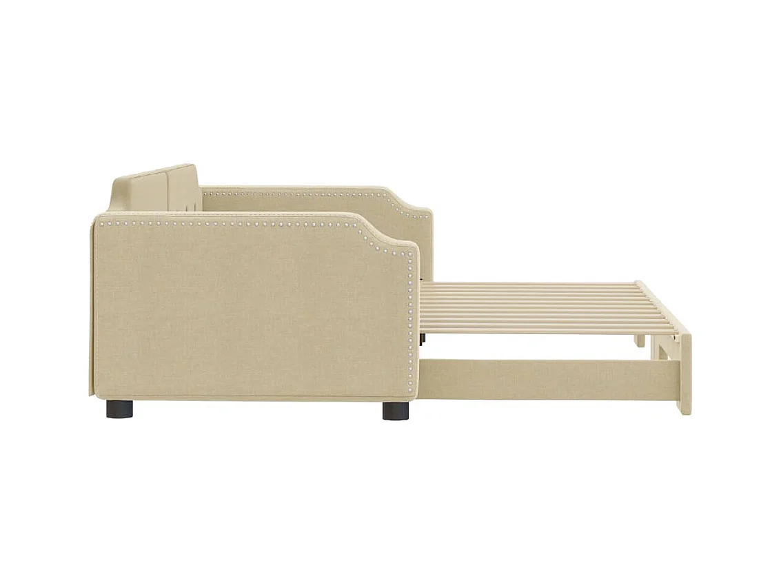 Divano letto con letto estraibile in tessuto crema 100x200 cm